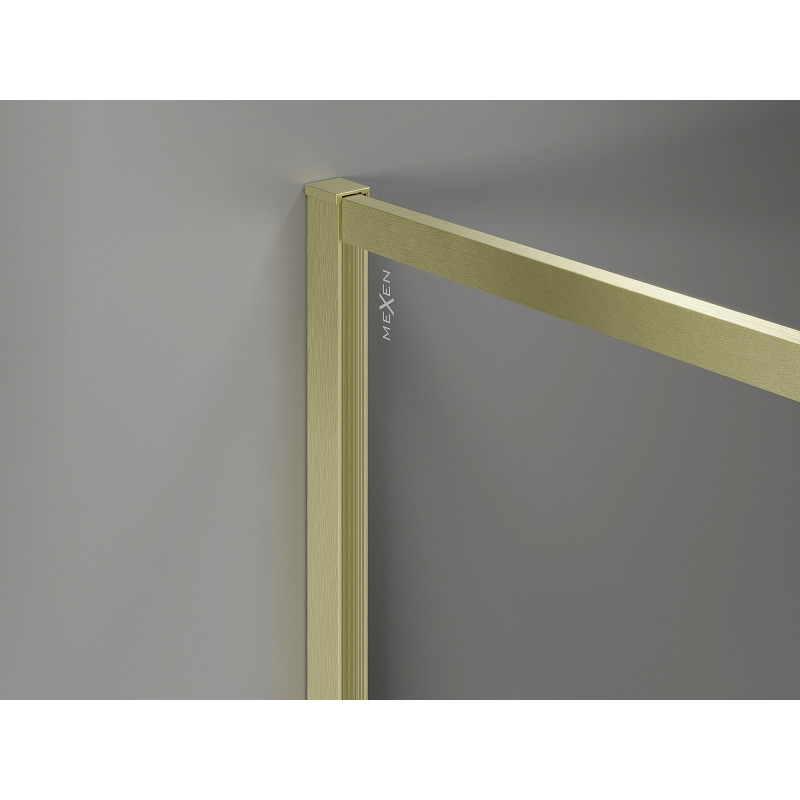 Mexen Kioto-F ścianka prysznicowa Walk-in z ramką 160 x 80 cm, transparent 8 mm, złota szczotkowana - 800-160-202-04-55-080