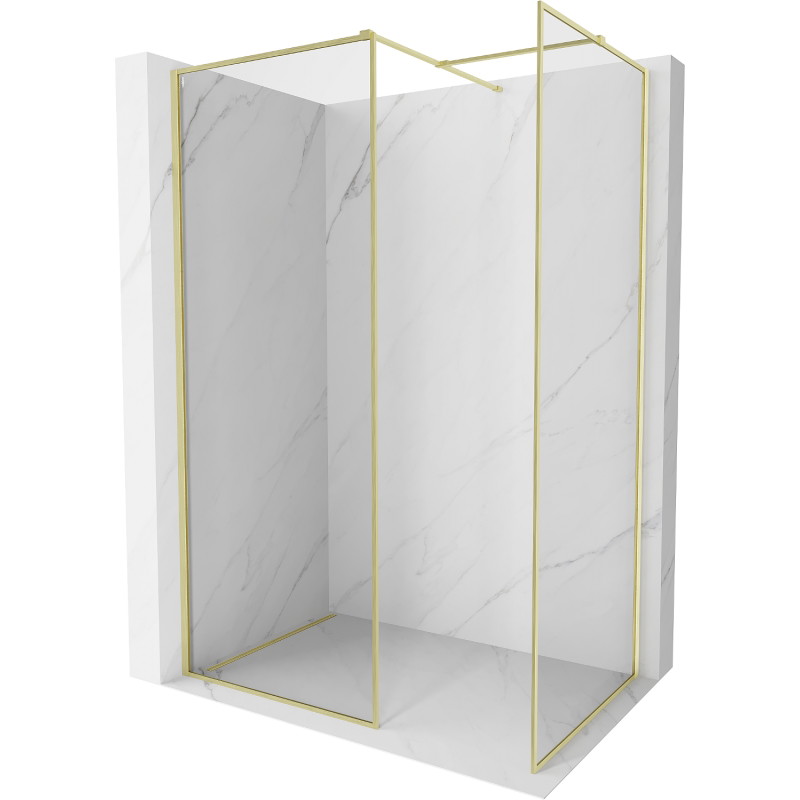 Mexen Kioto-F ścianka prysznicowa Walk-in z ramką 90 x 85 cm, transparent 8 mm, złota szczotkowana - 800-090-202-04-55-085