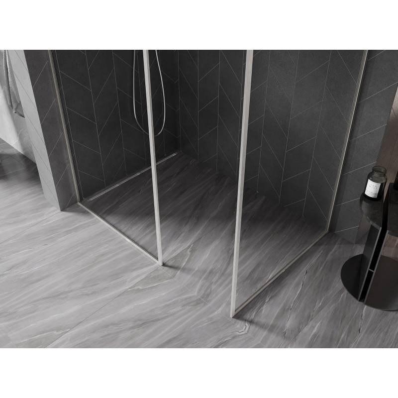 Mexen Kioto-F ścianka prysznicowa Walk-in z ramką 120 x 80 cm, transparent 8 mm, nikiel szczotkowany - 800-120-202-04-97-080