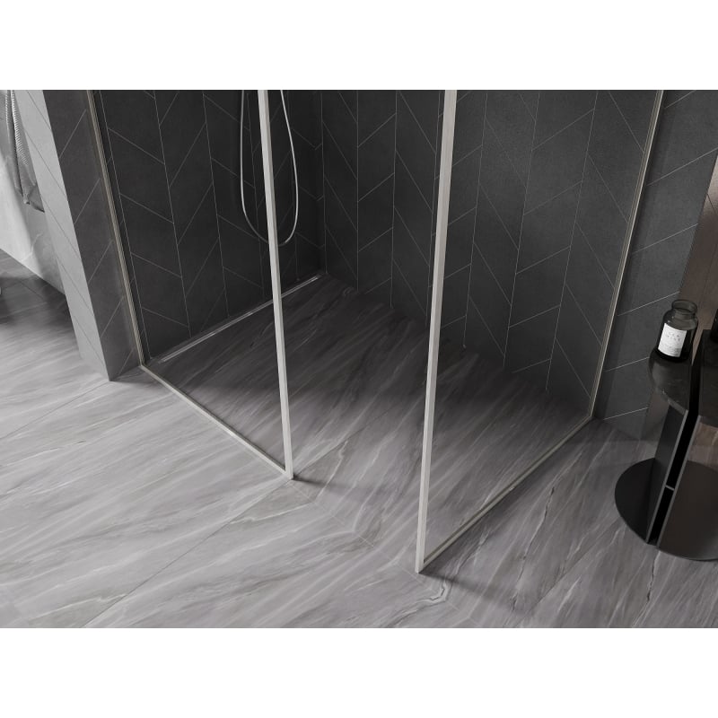 Mexen Kioto-F ścianka prysznicowa Walk-in z ramką 150 x 80 cm, transparent 8 mm, nikiel szczotkowany - 800-150-202-04-97-080