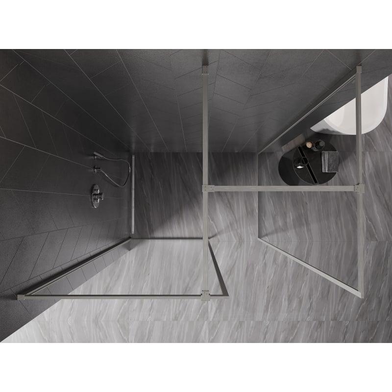Mexen Kioto-F ścianka prysznicowa Walk-in z ramką 90 x 90 cm, transparent 8 mm, nikiel szczotkowany - 800-090-202-04-97-090