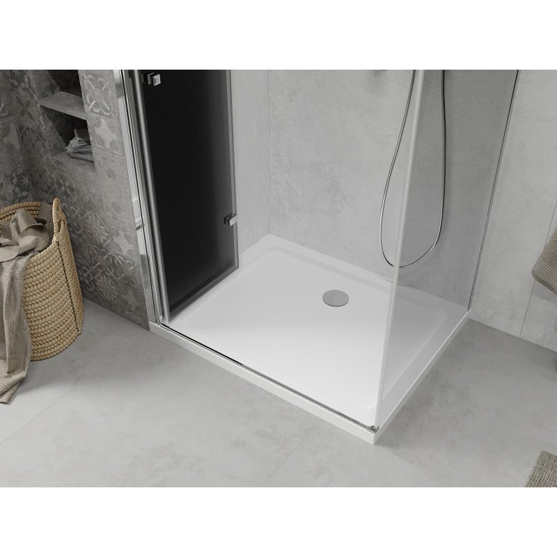 Mexen Lima kabina prysznicowa składana 100 x 120 cm, grafit, chrom + brodzik Flat, biały - 856-100-120-01-40-4010