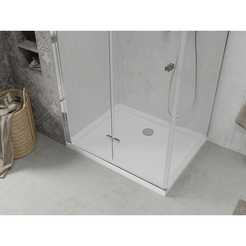 Mexen Lima kabina prysznicowa składana 120 x 100 cm, transparent, chrom + brodzik Flat - 856-120-100-01-00-4010