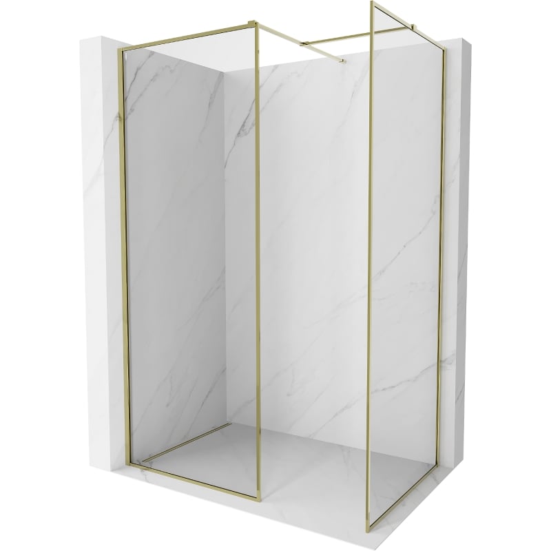 Mexen Kioto-F ścianka prysznicowa Walk-in z ramką 170 x 115 cm, transparent 8 mm, złota - 800-170-202-04-50-115