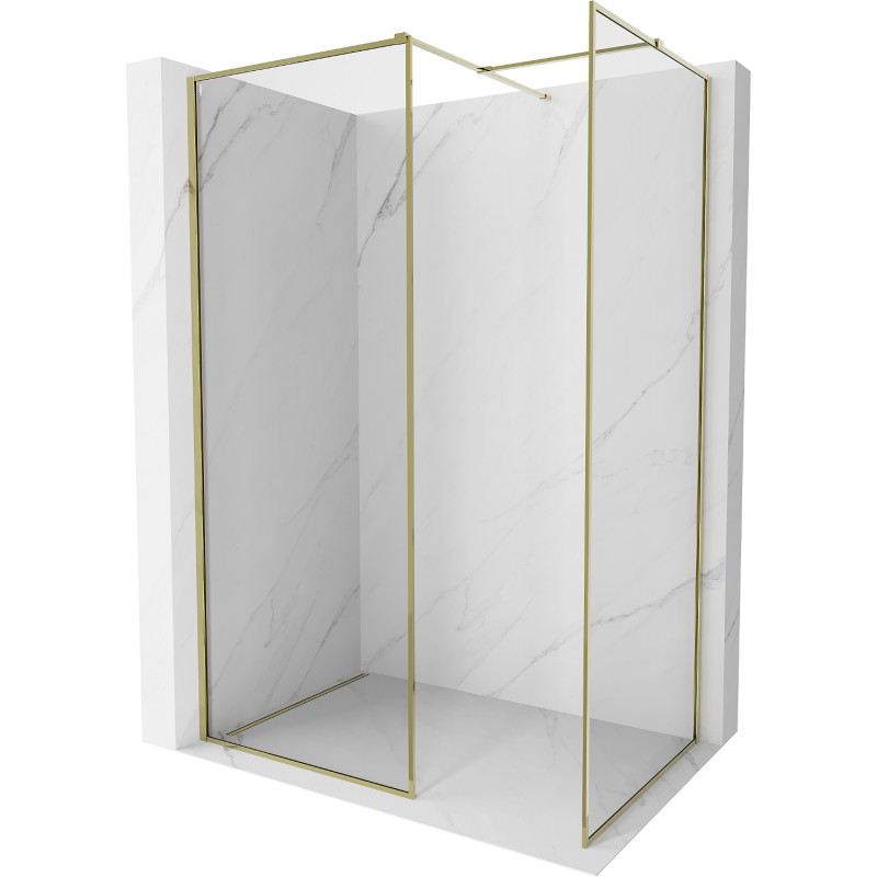 Mexen Kioto-F ścianka prysznicowa Walk-in z ramką 125 x 120 cm, transparent 8 mm, złota - 800-125-202-04-50-120