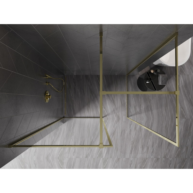 Mexen Kioto-F ścianka prysznicowa Walk-in z ramką 150 x 120 cm, transparent 8 mm, złota - 800-150-202-04-50-120
