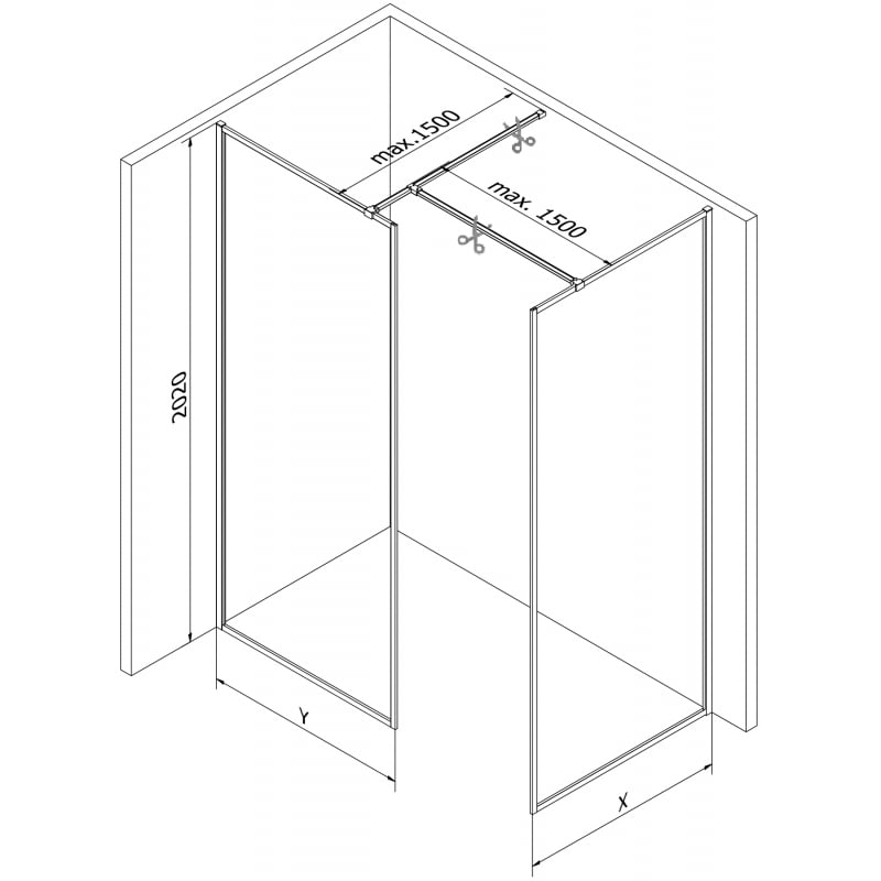 Mexen Kioto-F ścianka prysznicowa Walk-in z ramką 95 x 80 cm, transparent 8 mm, złota szczotkowana - 800-095-202-04-55-080