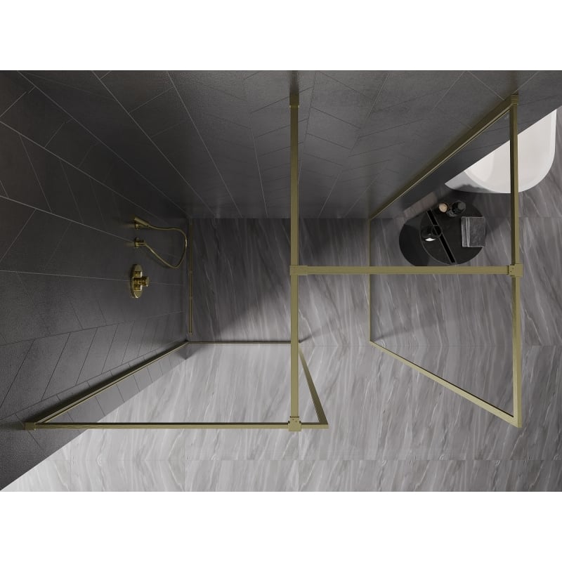 Mexen Kioto-F ścianka prysznicowa Walk-in z ramką 160 x 105 cm, transparent 8 mm, złota szczotkowana - 800-160-202-04-55-105