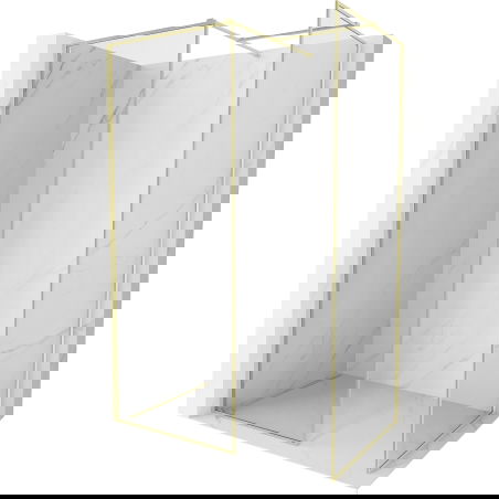 Mexen Kioto-F ścianka prysznicowa Walk-in z ramką 115 x 100 cm, transparent 8 mm, złota szczotkowana - 800-115-202-04-55-100