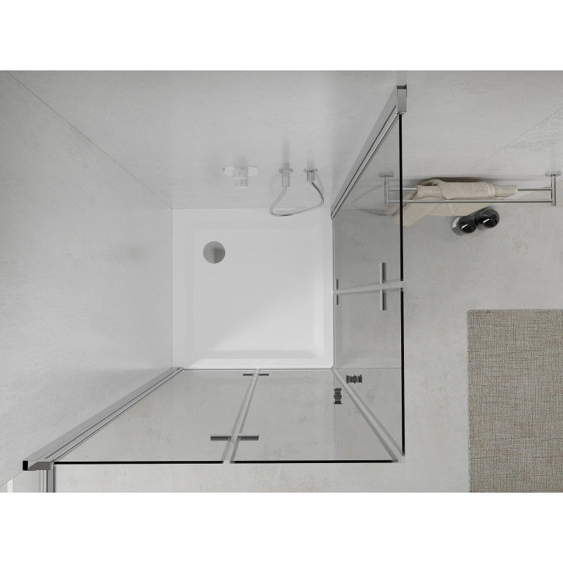 Mexen Lima Duo kabina prysznicowa składana 90 x 90 cm, transparent, chrom + brodzik Flat - 856-090-090-01-02-4010