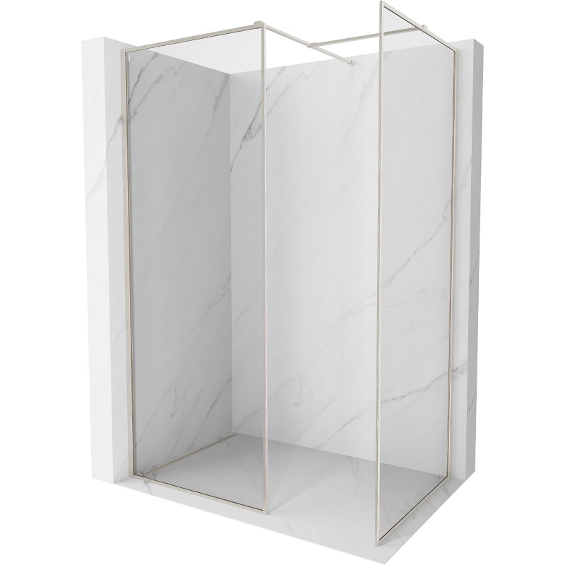 Mexen Kioto-F ścianka prysznicowa Walk-in z ramką 160 x 120 cm, transparent 8 mm, nikiel szczotkowany - 800-160-202-04-97-120