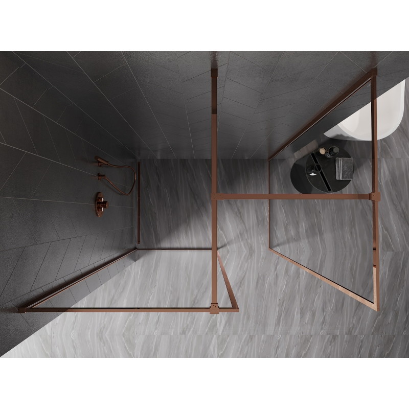 Mexen Kioto-F ścianka prysznicowa Walk-in z ramką 100 x 75 cm, transparent 8 mm, różowe złoto - 800-100-202-04-60-075