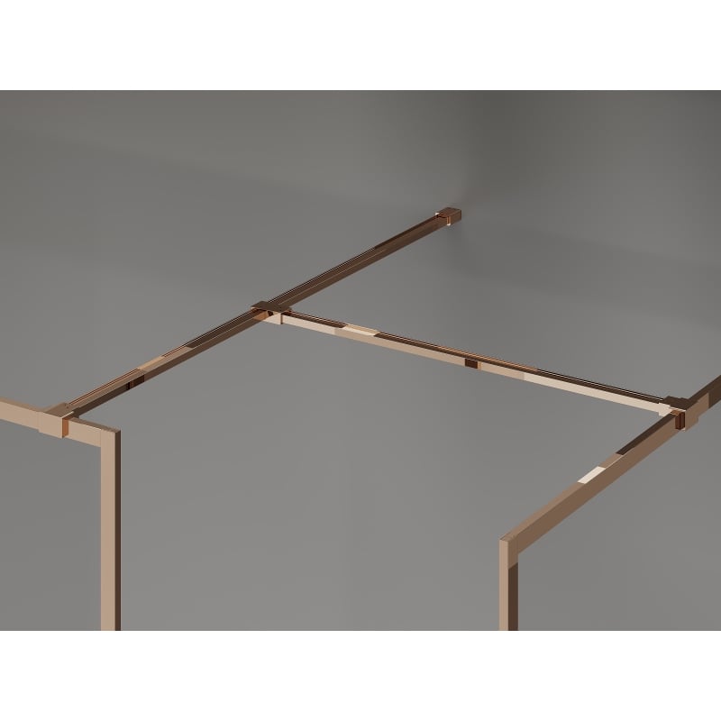 Mexen Kioto-F ścianka prysznicowa Walk-in z ramką 100 x 95 cm, transparent 8 mm, różowe złoto - 800-100-202-04-60-095