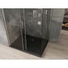 Mexen Omega kabina prysznicowa rozsuwana 100 x 80 cm, transparent, chrom + brodzik Flat, czarny - 825-100-080-01-00-4070