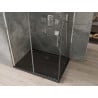 Mexen Omega kabina prysznicowa rozsuwana 100 x 80 cm, transparent, chrom + brodzik Flat, czarny - 825-100-080-01-00-4070