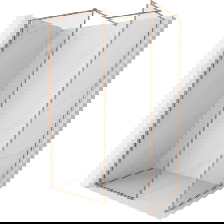 Mexen Kioto-F ścianka prysznicowa Walk-in z ramką 80 x 75 cm, transparent 8 mm, miedź szczotkowana - 800-080-202-04-65-075