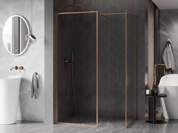 Mexen Kioto-F ścianka prysznicowa Walk-in z ramką 140 x 90 cm, transparent 8 mm, miedź szczotkowana - 800-140-202-04-65-090