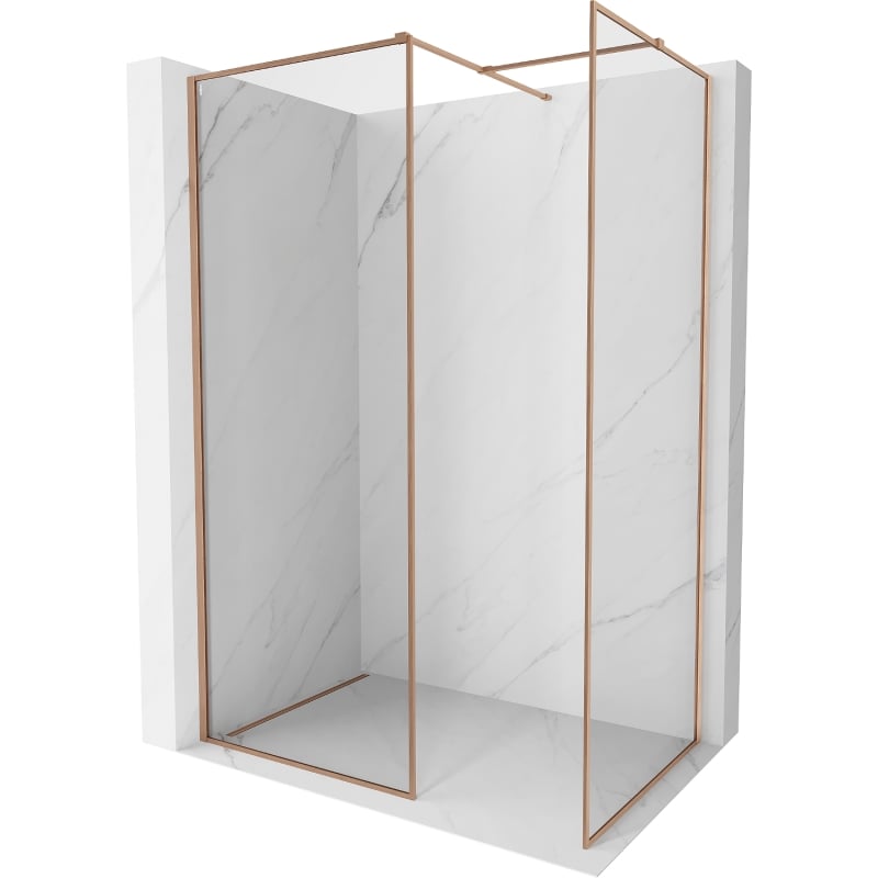 Mexen Kioto-F ścianka prysznicowa Walk-in z ramką 125 x 120 cm, transparent 8 mm, miedź szczotkowana - 800-125-202-04-65-120