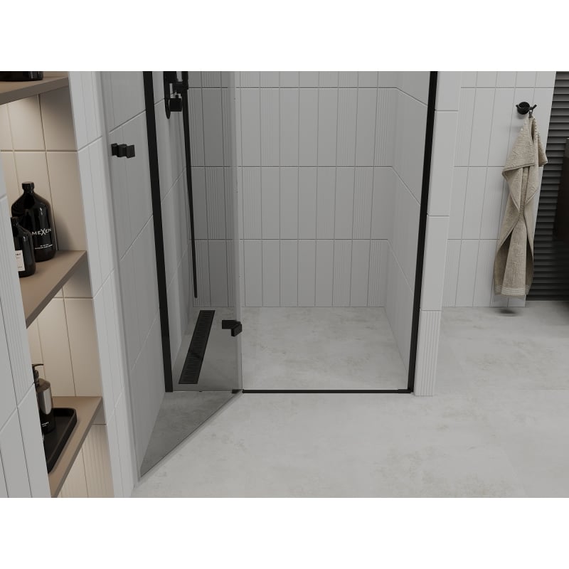 Mexen Roma drzwi prysznicowe uchylne 90 cm, transparent, czarne - 854-090-000-70-00