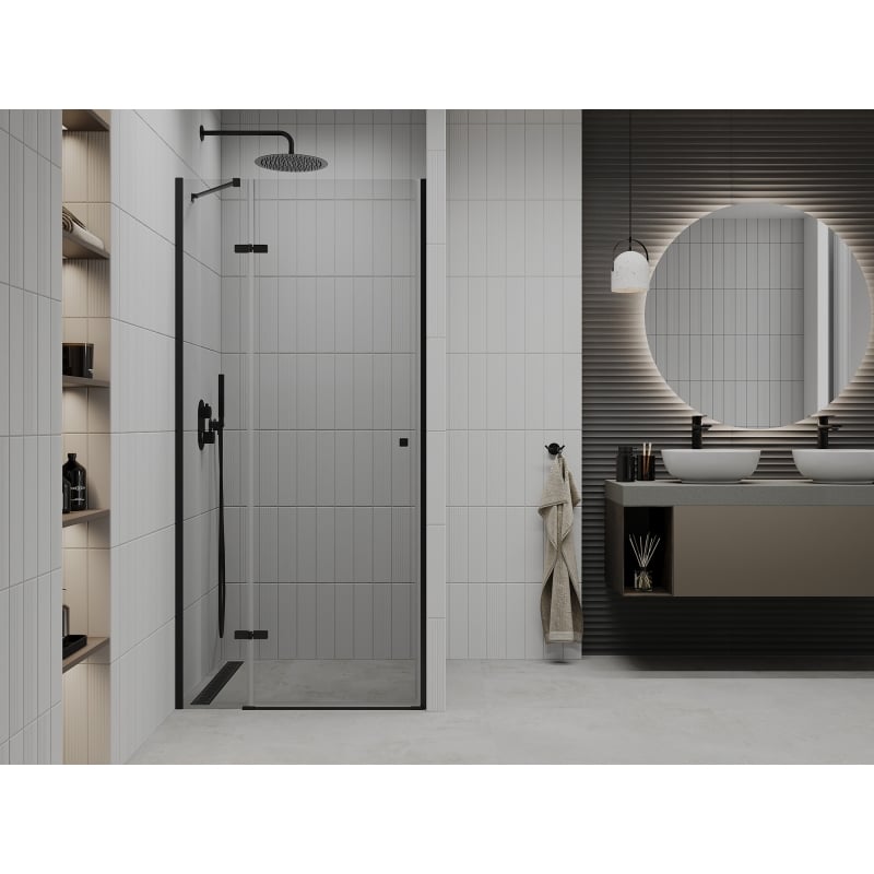 Mexen Roma drzwi prysznicowe uchylne 90 cm, transparent, czarne - 854-090-000-70-00