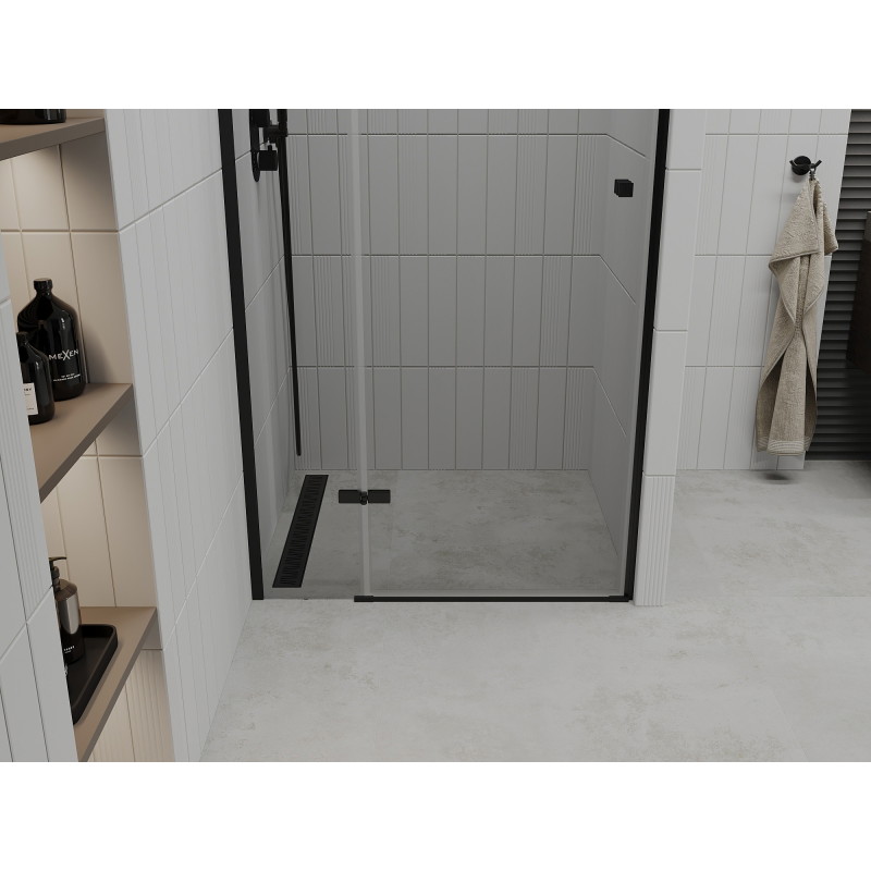 Mexen Roma drzwi prysznicowe uchylne 90 cm, transparent, czarne - 854-090-000-70-00