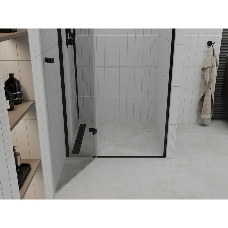 Mexen Roma drzwi prysznicowe uchylne 110 cm, transparent, czarne - 854-110-000-70-00