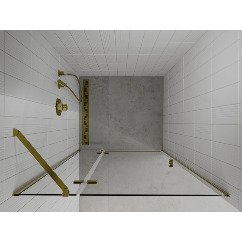 Mexen Roma drzwi prysznicowe uchylne 90 cm, transparent, złote - 854-090-000-50-00