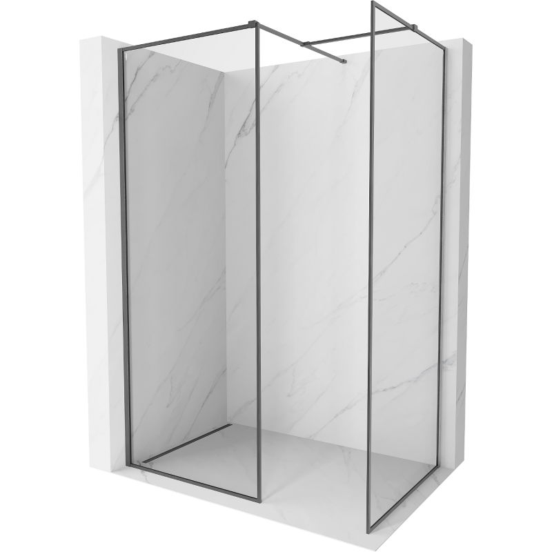 Mexen Kioto-F ścianka prysznicowa Walk-in z ramką 120 x 105 cm, transparent 8 mm, gun gray szczotkowany - 800-120-202-04-66-105