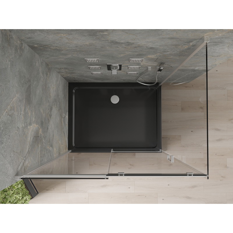 Mexen Omega kabina prysznicowa rozsuwana 120 x 90 cm, transparent, chrom + brodzik Flat, czarny - 825-120-090-01-00-4070