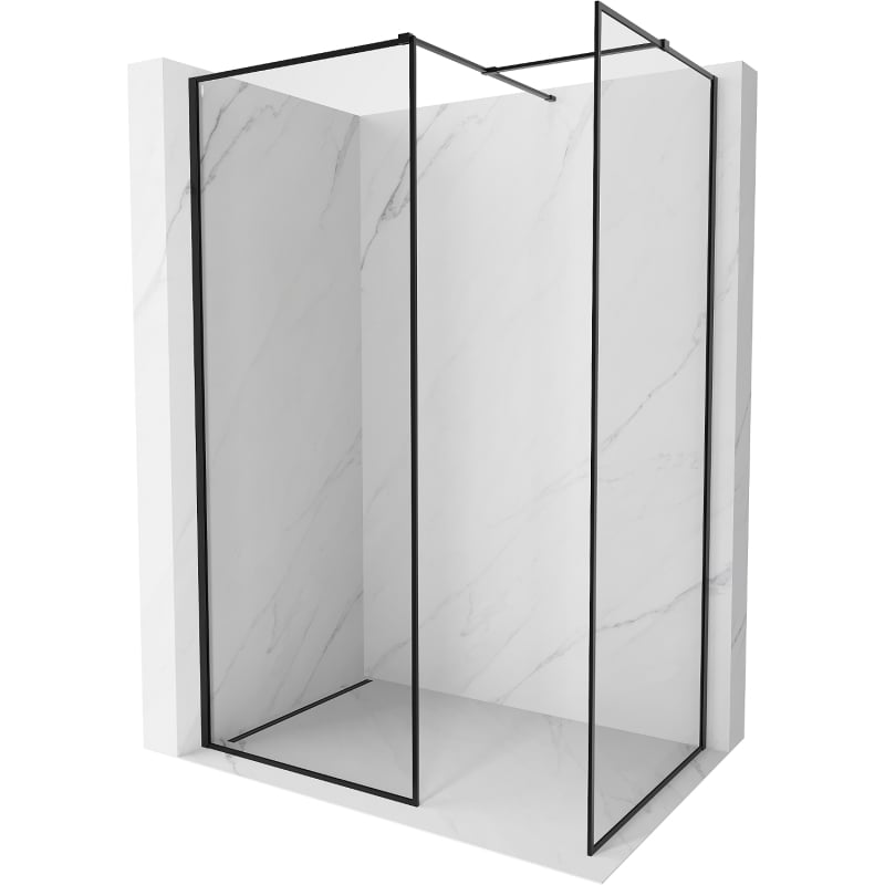 Mexen Kioto-F ścianka prysznicowa Walk-in z ramką 140 x 100 cm, transparent 8 mm, czarna - 800-140-202-04-70-100
