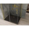 Mexen Omega kabina prysznicowa rozsuwana 100 x 90 cm, transparent, złota + brodzik Flat, czarny - 825-100-090-50-00-4070G