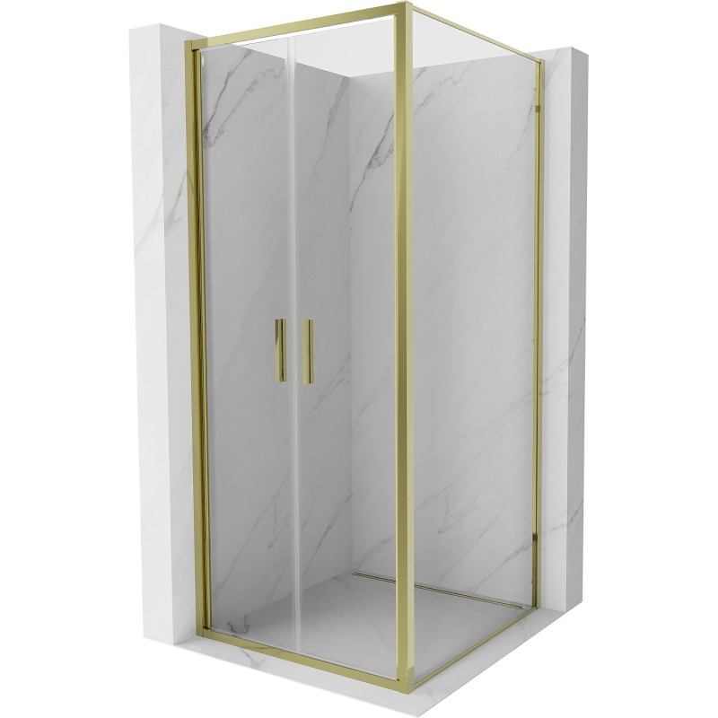 Mexen Exo-B Duo kabina prysznicowa uchylna 90 x 90 cm, transparent, złota - 814-090-090-50-00