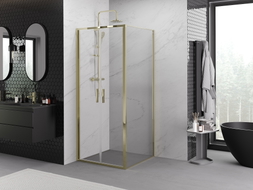Mexen Exo-B Duo kabina prysznicowa uchylna 90 x 90 cm, transparent, złota - 814-090-090-50-00