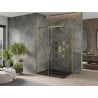 Mexen Omega kabina prysznicowa rozsuwana 100 x 90 cm, transparent, złota + brodzik Flat, czarny - 825-100-090-50-00-4070G