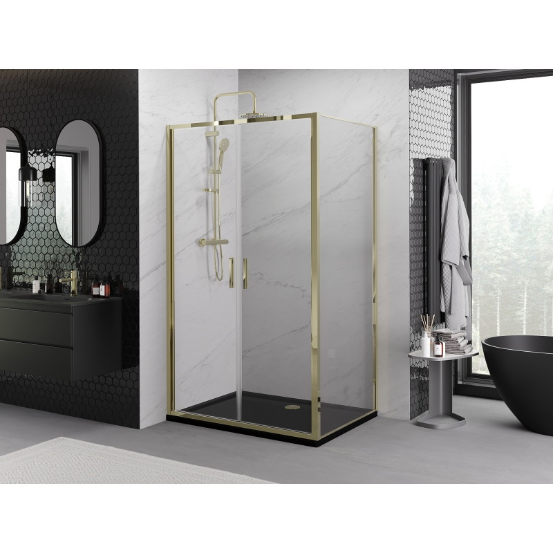 Mexen Exo-B Duo kabina prysznicowa uchylna 80 x 95 cm, transparent, złota - 814-080-095-50-00