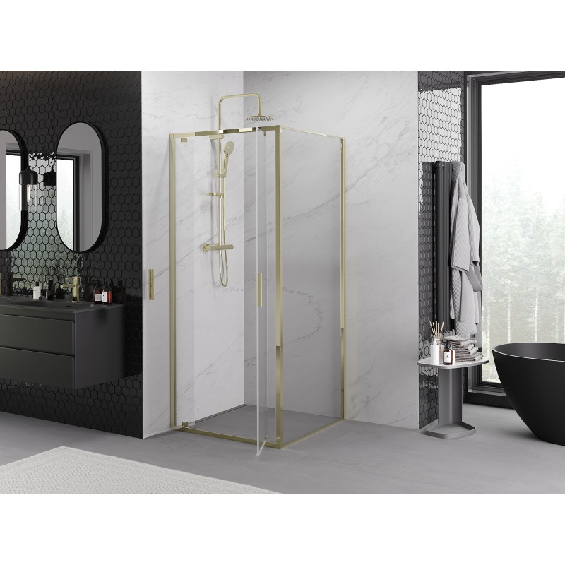 Mexen Exo-BR Duo kabina prysznicowa uchylna 80 x 80 cm, transparent, złota - 8182-080-080-50-00