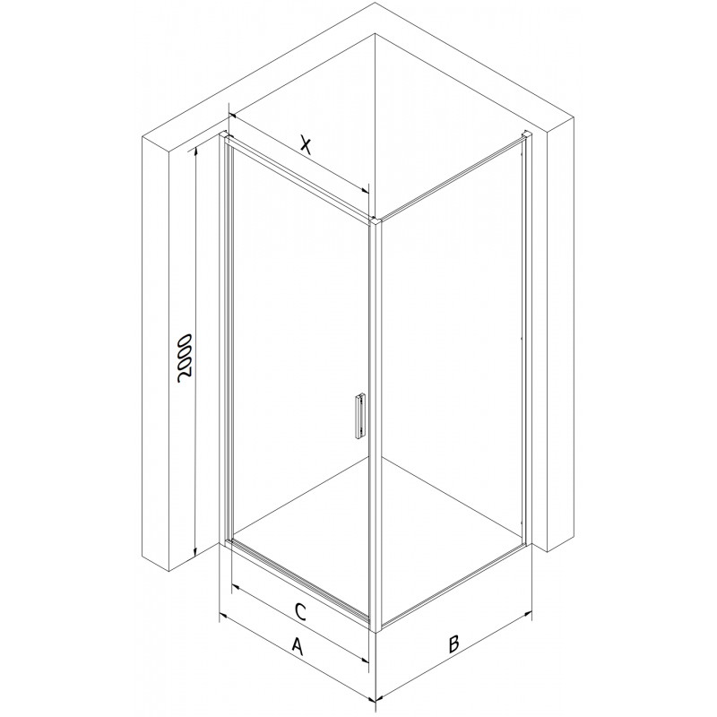 Mexen Exo kabina prysznicowa uchylna 80 x 75 cm, transparent, złota - 817-080-075-50-00