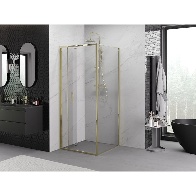 Mexen Exo kabina prysznicowa składana 90 x 90 cm, transparent, złota - 816-090-090-50-00