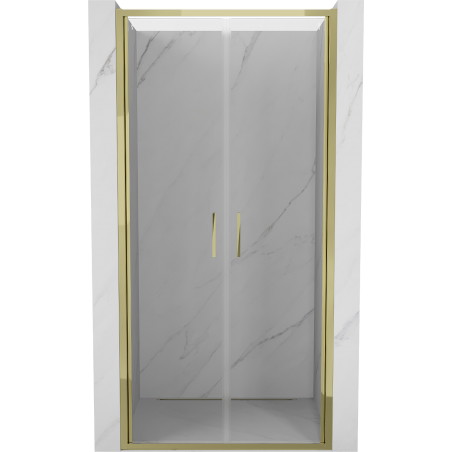 Mexen Exo-B Duo drzwi prysznicowe podwójne uchylne 70 cm, transparent, złote - 814-070-000-50-00