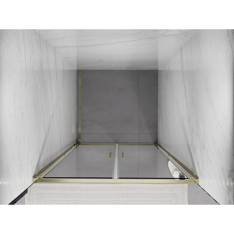 Mexen Exo-B Duo drzwi prysznicowe podwójne uchylne 70 cm, transparent, złote - 814-070-000-50-00