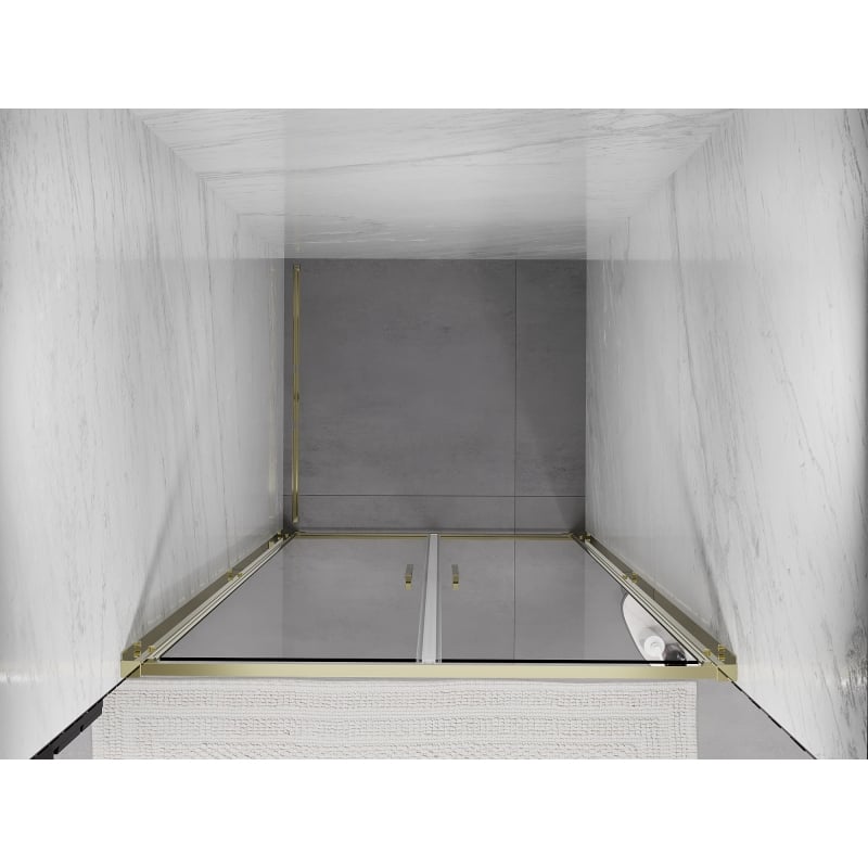 Mexen Exo drzwi prysznicowe podwójne uchylne 80 cm, transparent, złote - 814-080-000-50-00