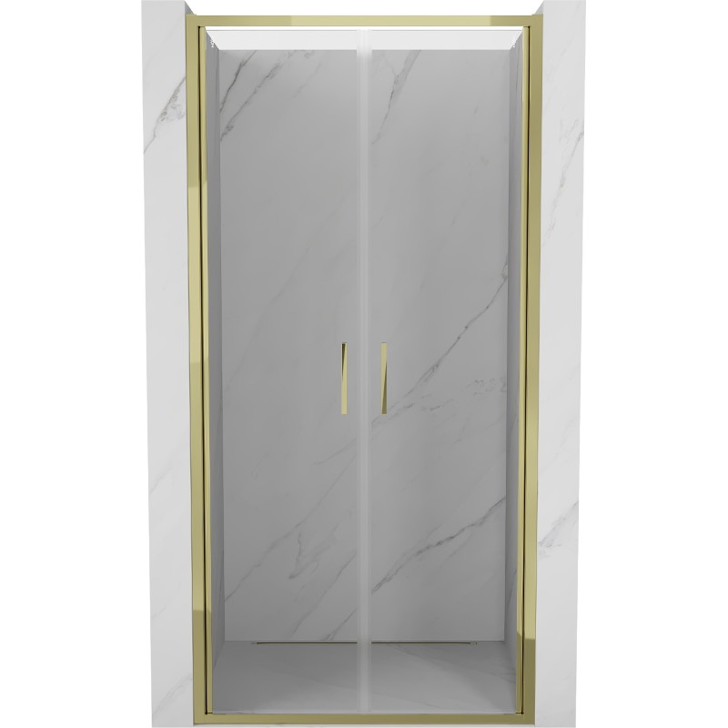 Mexen Exo-B Duo drzwi prysznicowe podwójne uchylne 100 cm, transparent, złote - 814-100-000-50-00