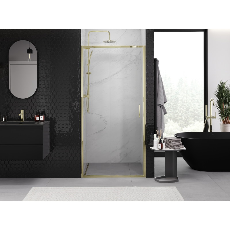 Mexen Exo-S drzwi prysznicowe rozsuwane 90 cm, transparent, złote - 8151-090-000-50-00