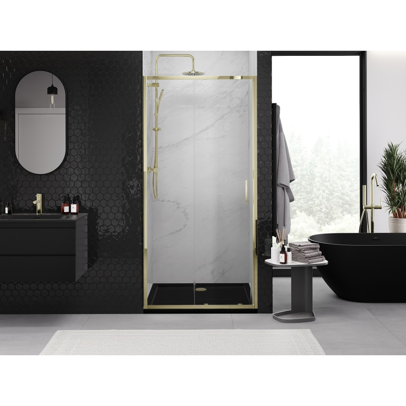 Mexen Exo-S drzwi prysznicowe rozsuwane 90 cm, transparent, złote - 8151-090-000-50-00