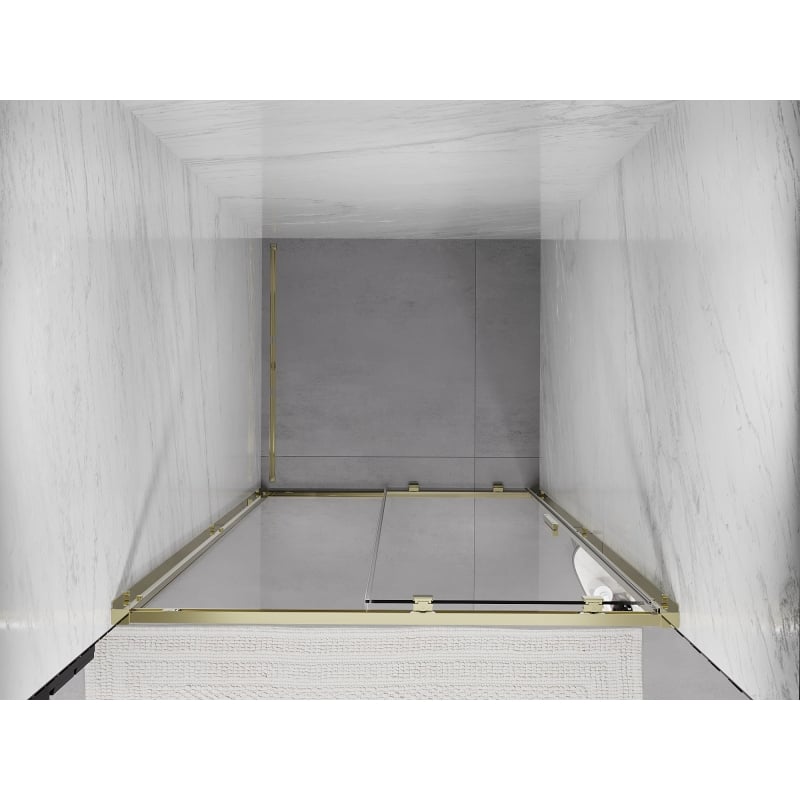 Mexen Exo drzwi prysznicowe rozsuwane 100 cm, transparent, złote - 8151-100-000-50-00