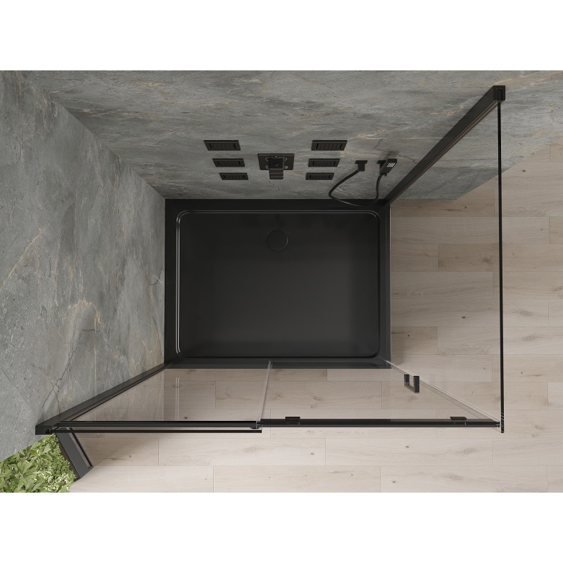 Mexen Omega kabina prysznicowa rozsuwana 100 x 90 cm, transparent, czarna + brodzik Flat, czarny - 825-100-090-70-00-4070B