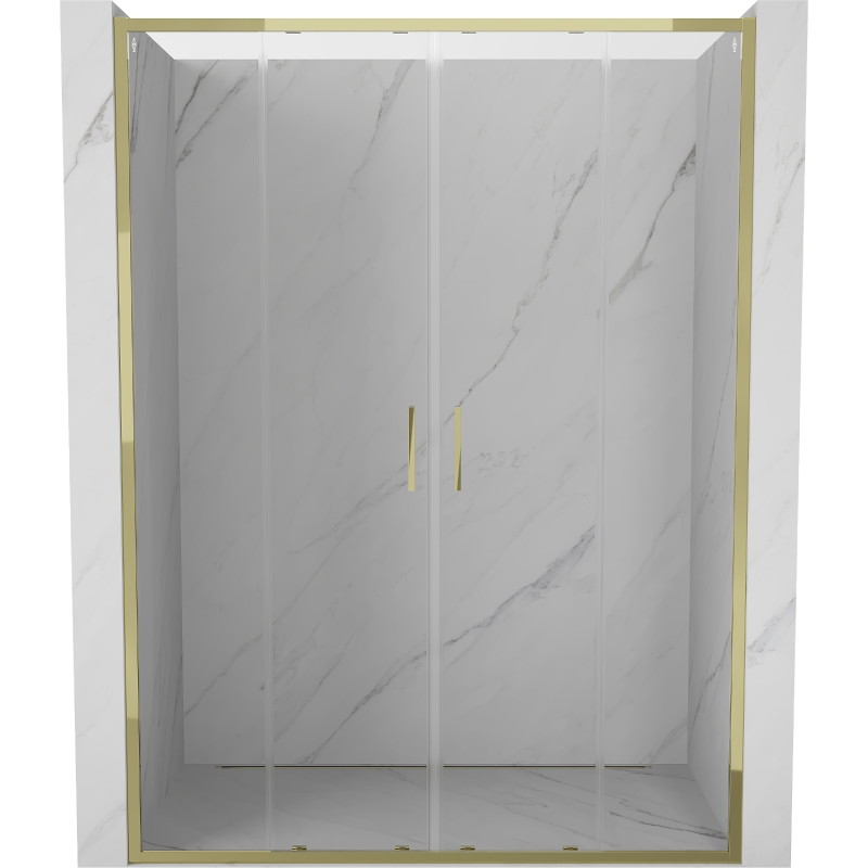 Mexen Exo-S Duo drzwi prysznicowe podwójne rozsuwane 140 cm, transparent, złote - 8152-140-000-50-00