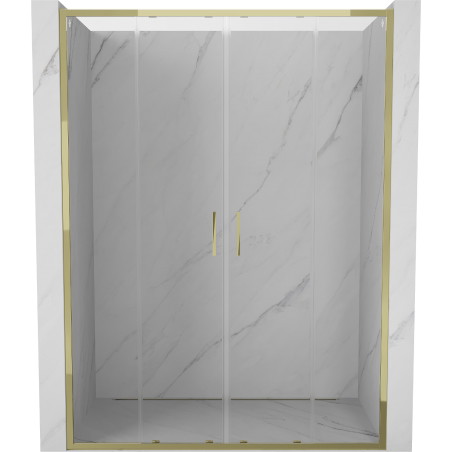 Mexen Exo-S Duo drzwi prysznicowe podwójne rozsuwane 140 cm, transparent, złote - 8152-140-000-50-00