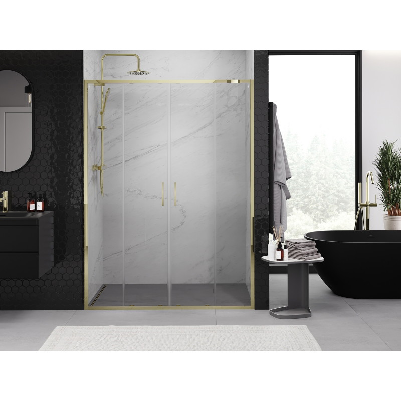Mexen Exo-S Duo drzwi prysznicowe podwójne rozsuwane 140 cm, transparent, złote - 8152-140-000-50-00