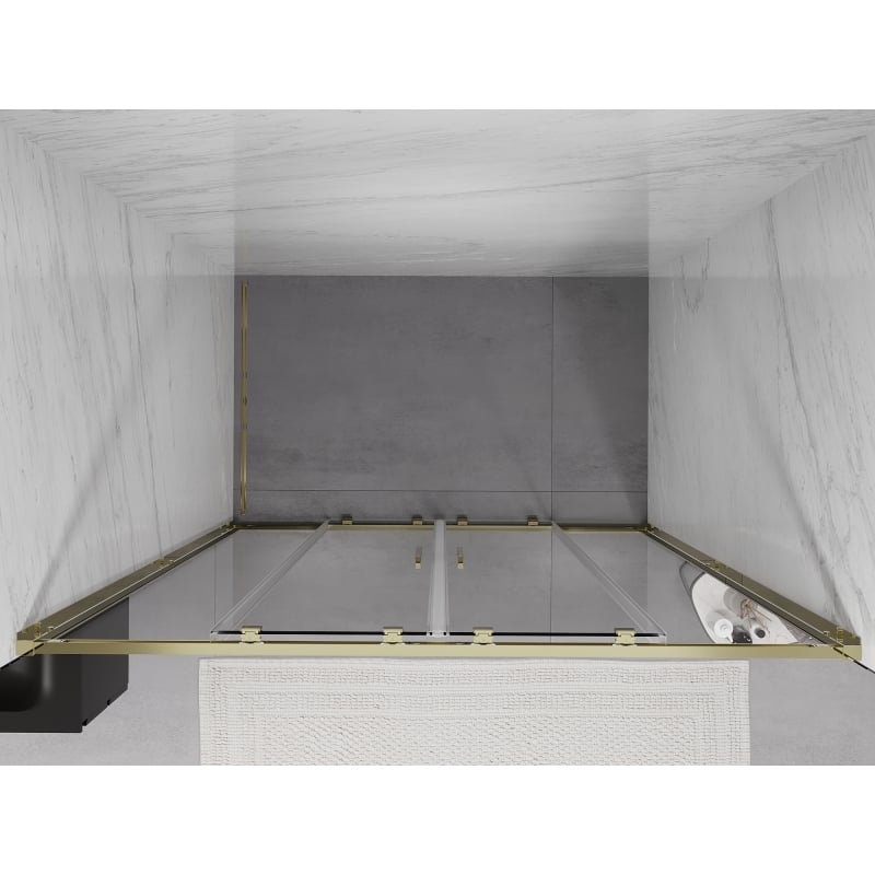 Mexen Exo drzwi prysznicowe podwójne rozsuwane 140 cm, transparent, złote - 8152-140-000-50-00